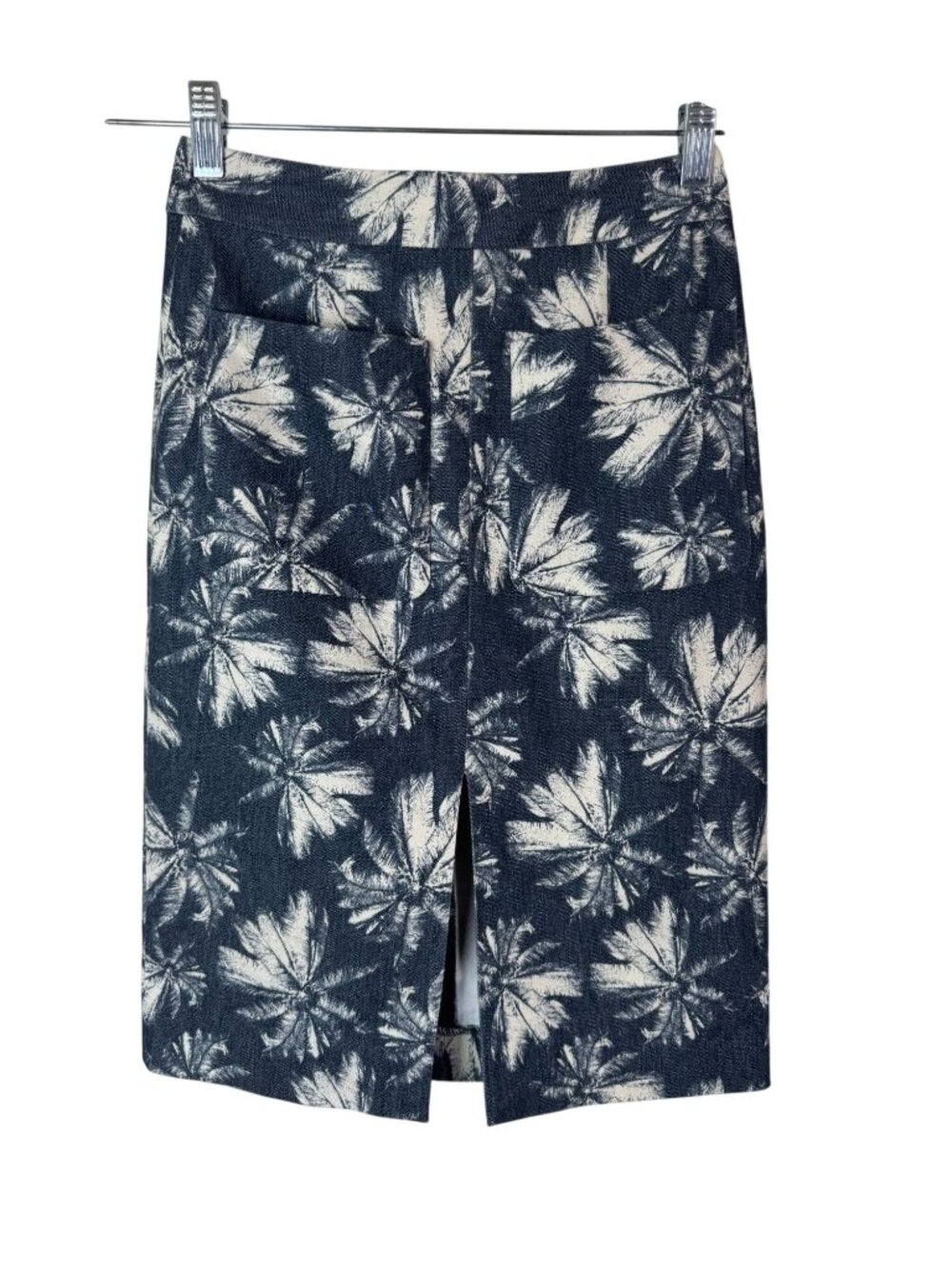 LAgence Tropical Print Pencil Skirt Women Size 2 Gray Cream Designer‎ Career
